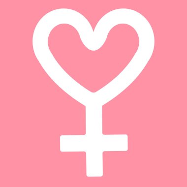 Pembe arka planda beyaz süslü Venüs sembolü