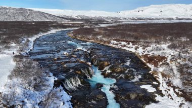 Brarfoss Şelalesi ile İzlanda 'da Mavi Buzul Nehri