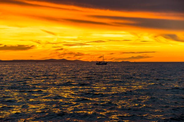 Background Landscape Sunset Sea Scenic View Beach Zadar Dalmatia Croatia — Stock Photo, Image