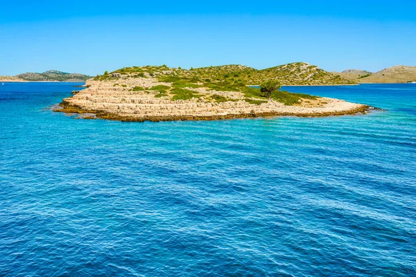 Vista Panorâmica Mar Costa Croata Cruzeiro Mar Adriático Com Praia — Fotografia de Stock