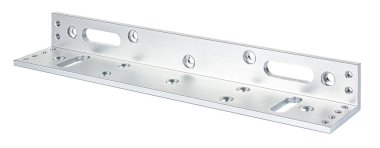 Beyaz zemin üzerinde izole edilmiş elektromanyetik kapı kilidi alüminyum montaj plakası