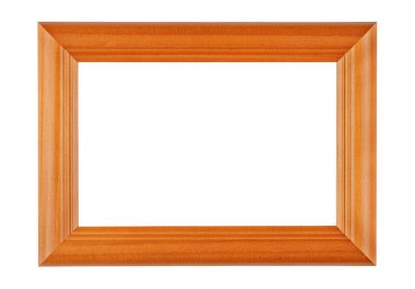 Beyaz arkaplanda izole edilmiş fotoğraf veya resim için verniklenmiş zencefil ahşap çerçeve