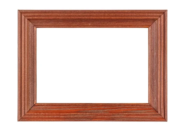 Empty Wooden Frame Photo Artwork Mahogany Texture Border Isolated White — Stock Photo, Image