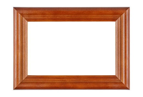 Puste Lakierowane Brązowe Drewniane Zdjęcie Ramki Izolowane Białym Tle — Zdjęcie stockowe