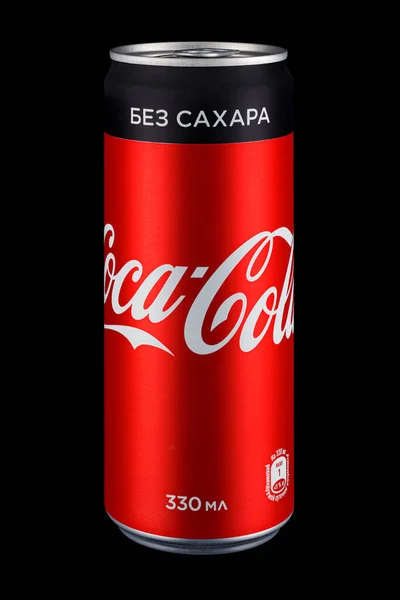 Moskova Rusya Nisan 2021 Coca Cola Sugar Siyah Arkaplanda Siyah — Stok fotoğraf