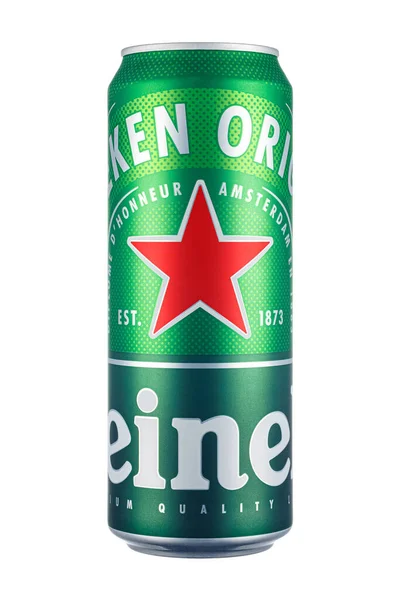 Moscú Rusia Abril 2021 Heineken Original Lager Beer Aluminum Can — Foto de Stock