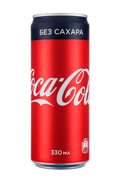 Moscow Russia April 2021 Coca Cola Sugar Free Red Aluminum — Stock Photo, Image