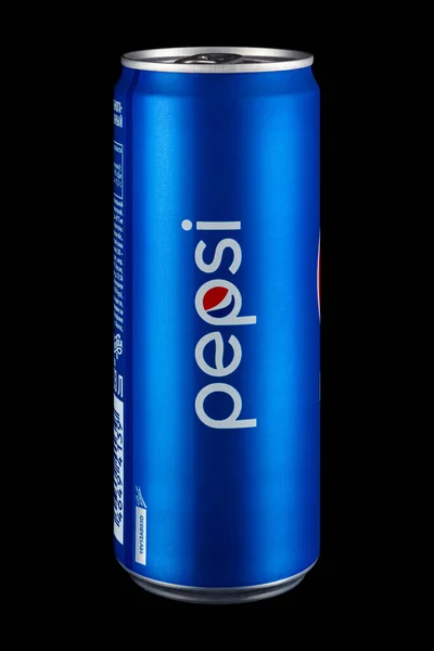 Moscow Russia April 2021 Pepsi Classic Blue Aluminum Can Black — Stock Photo, Image