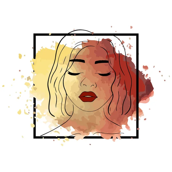 Ilustración de moda. Chica vectorial. Modelo de boceto. Cara de belleza — Vector de stock