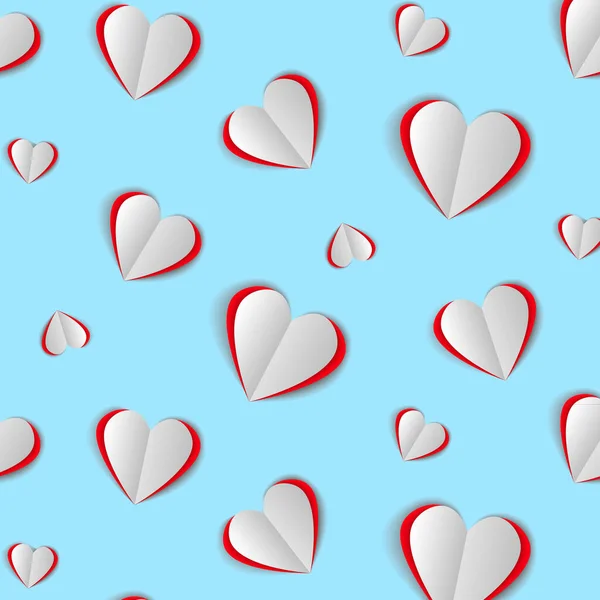 Alla hjärtans dag koncept bakgrund. 3d rosa papper hjärtan. — Stock vektor