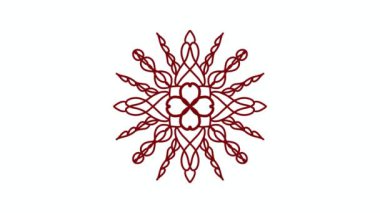 4K Animasyon dairesi siyah beyaz büyü ve okült mandala desenli çizim.