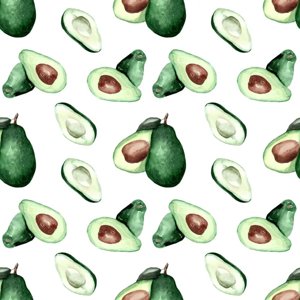 Акварель Авокадо Здоровое Питание Вегетарианская Еда Овощной Ломтик — стоковое фото