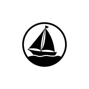 Yelkenli tekne ikonu vektör illüstrasyonu