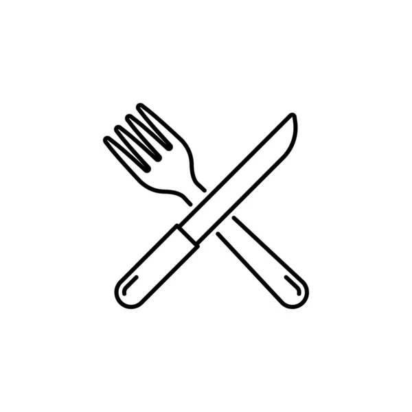 Silang Ilustrasi Vektor Ikon Knife Dan Fork - Stok Vektor