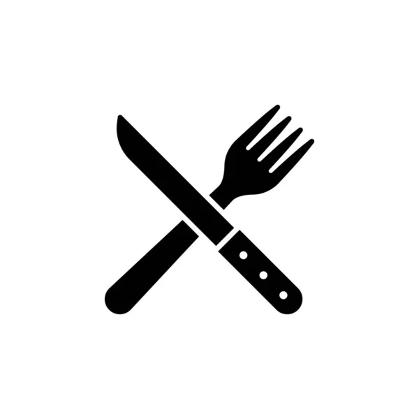 Silang Ilustrasi Vektor Ikon Knife Dan Fork - Stok Vektor