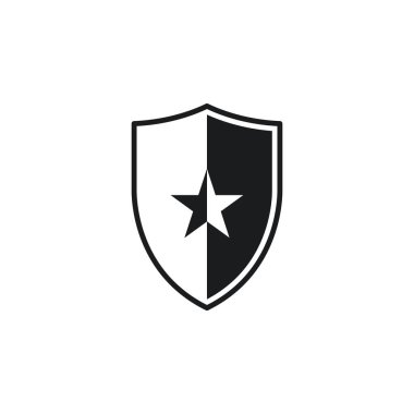 Kalkan simgesi, güvenlik sembolü. Basit düz vektör illüstrasyonu.