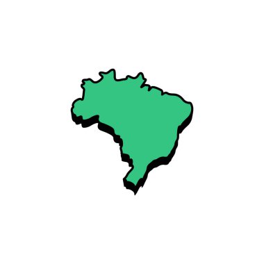 Brezilya harita simgesi düz vektör çizimi