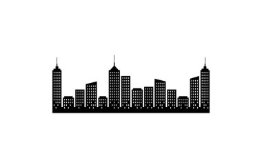 Şehir binası simgesi düz vektör çizimi