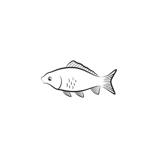 Ilustración Del Icono Pescado Carpa — Vector de stock