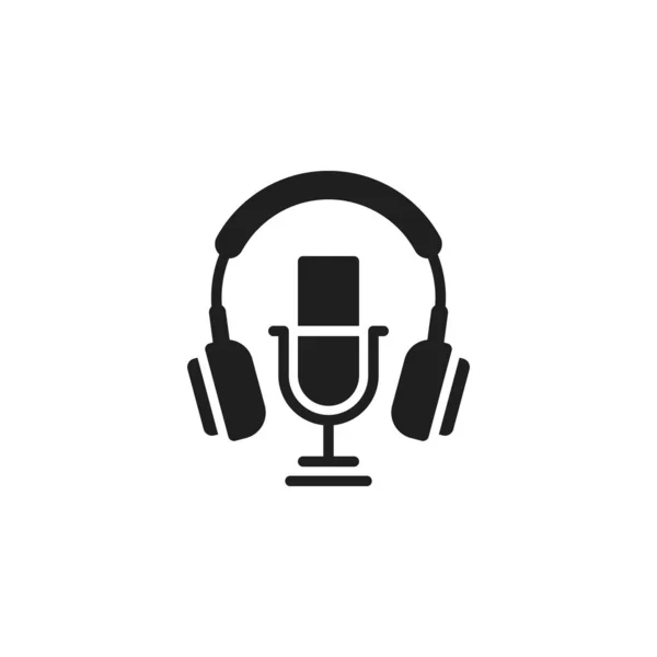 Microphone Headphone Icon Podcast Radio Logo Design — Stock Vector