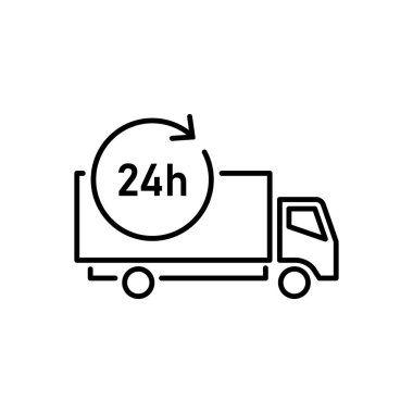 Delivery truck 24 hours service icon vector template design