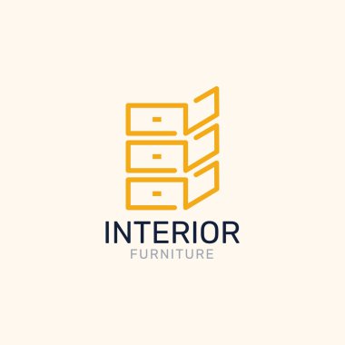 Cabinet icon design vector. Interior furniture logo design.