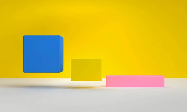 Primitieve Geometrische Figuren Abstracte Achtergrond Pastelkleuren Weergave Rechtenvrije Stockfoto's