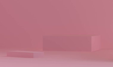 Geometrik şekil sahnesi asgari biçim, 3D görüntüleme.