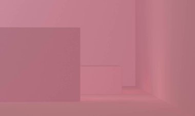 Geometrik şekil sahnesi asgari biçim, 3D görüntüleme.