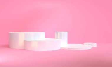 Geometrik şekil sahnesi asgari biçim, 3D görüntüleme.