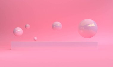 Geometrik şekil sahnesi asgari biçim, 3D görüntüleme.