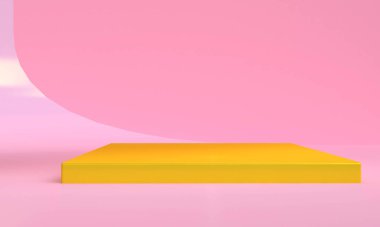 Geometrik şekil sahnesi asgari biçim, 3D görüntüleme.