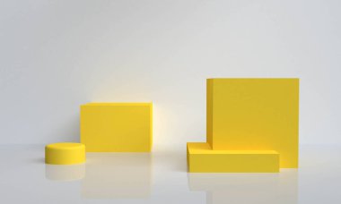 Geometrik şekil sahnesi asgari biçim, 3D görüntüleme.