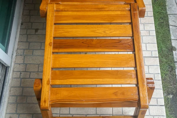 top view wooden bench for sitting in the house garden