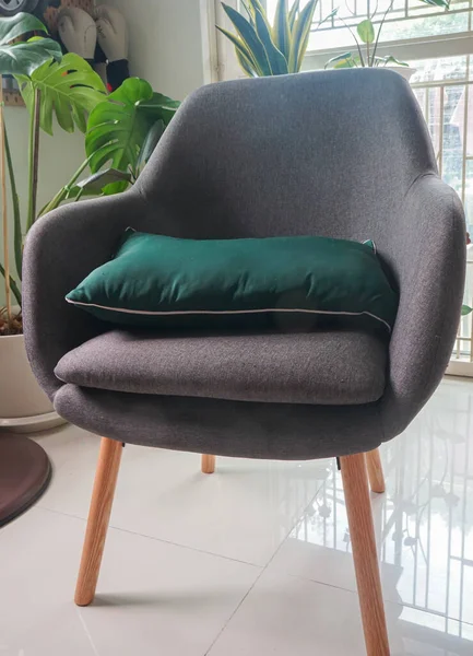 Fechar Cadeira Cinza Tecido Sala Estar Casa Moderna — Fotografia de Stock