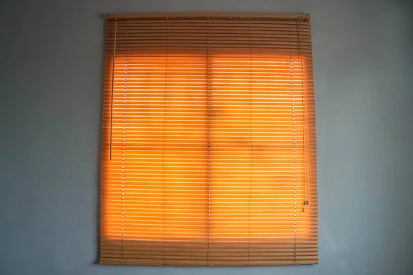 Vintage Bamboo Blind Window Bedroom Shading — Stock Photo, Image