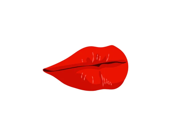 Koleksi bibir merah. Ilustrasi vektor dari bibir seksi wanita mengekspresikan emosi yang berbeda seperti senyum, ciuman, mulut setengah terbuka, menggigit bibir, menjilati bibir, lidah keluar. Terisolasi di atas putih. - Stok Vektor