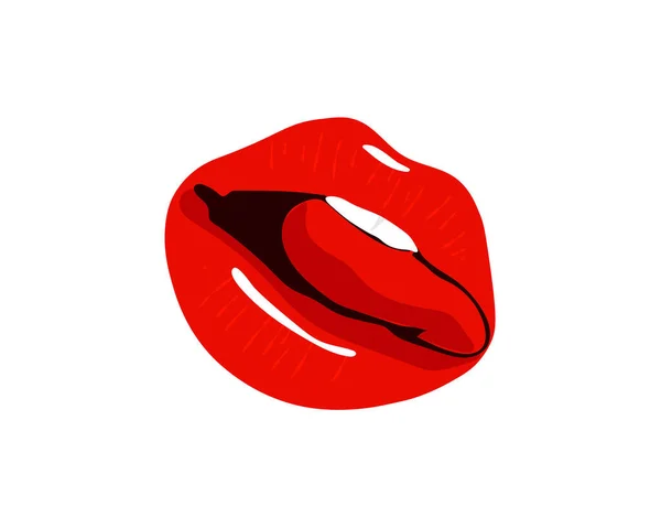 Verzameling van rode lippen. Vector illustratie van een vrouw sexy lippen uiten verschillende emoties zoals glimlach, kus, half open mond, lip bijten, lip likken, tong uit. geïsoleerd op wit. — Stockvector