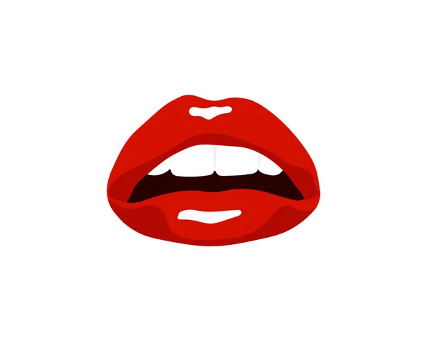 Raccolta di labbra rosse. Illustrazione vettoriale di una donna labbra sexy che esprimono emozioni diverse come sorriso, bacio, bocca semiaperta, mordere le labbra, leccare le labbra, lingua fuori. Isolato su bianco. — Vettoriale Stock