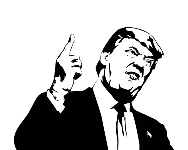 Donald John Trump, Birleşik Devletler 'in 45. Başkanı. İş adamı ve TV sunucusu. Beyaz ve Siyah Vektör.