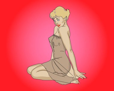 Seksi kadın, kız, retro, vintage, vektör