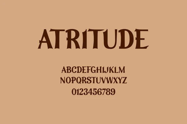 Vintage decoratief lettertype met label design en achtergrond patroon. — Stockvector