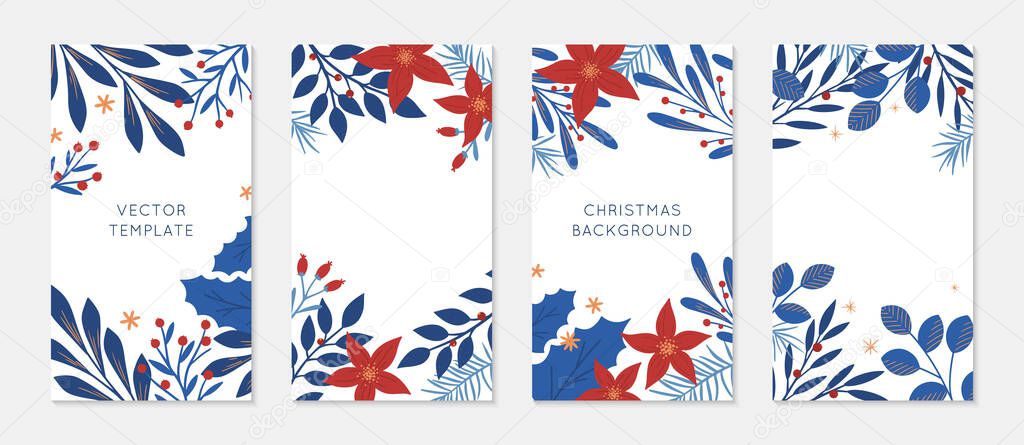 Biundle of Christmas and Happy New Year insta story templates.Holiday ad and promo concepts.Modern vector layouts.Xmas trendy design for social media marketing,digital post,prints,banners.