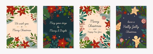 Bundle Christmas Happy New Year Greeting Cards Templates Modern Vector — Stock Vector