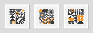 Bstrakt Bauhaus geometrik desenler dizisi. Basit şekilleri ve elementleri olan modaya uygun minimalist geometrik dizayn. Orta yüzyıl modern sanatsal vektör çizimleri..