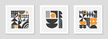 Bstrakt Bauhaus geometrik desenler dizisi. Basit şekilleri ve elementleri olan modaya uygun minimalist geometrik dizayn. Orta yüzyıl modern sanatsal vektör çizimleri..