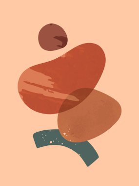 Organik şekil ve dokulara sahip modern soyut vektör illüstrasyonu.Boho suluboya duvar sanatı dekorasyonu. Sanatsal tasarım pankartlar için mükemmeldir; sosyal medya, davetiyeler, kapaklar, duvar kağıdı.