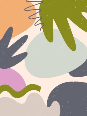 Çeşitli şekiller ve karalamalarla soyut modern vektör illüstrasyonu.Minimalist sanat baskısı. Sanatsal arka plan. Pankartlar için moda sanatsal tasarım; sosyal medya, davetiyeler; markalaşma, kapsama alanı.