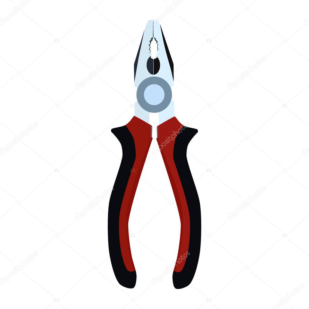 Combination pliers. Electrician, construction worker and repairman hand tool, flat vector illustration.