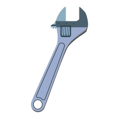 İngiliz anahtarı veya anahtarlı el işi aracı, beyaz arkaplanda izole edilmiş düz vektör çizimi. Ayarlanabilir İngiliz anahtarı